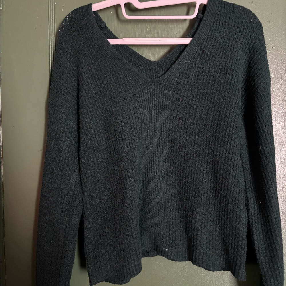 Women's dark green V-Neck Sweater